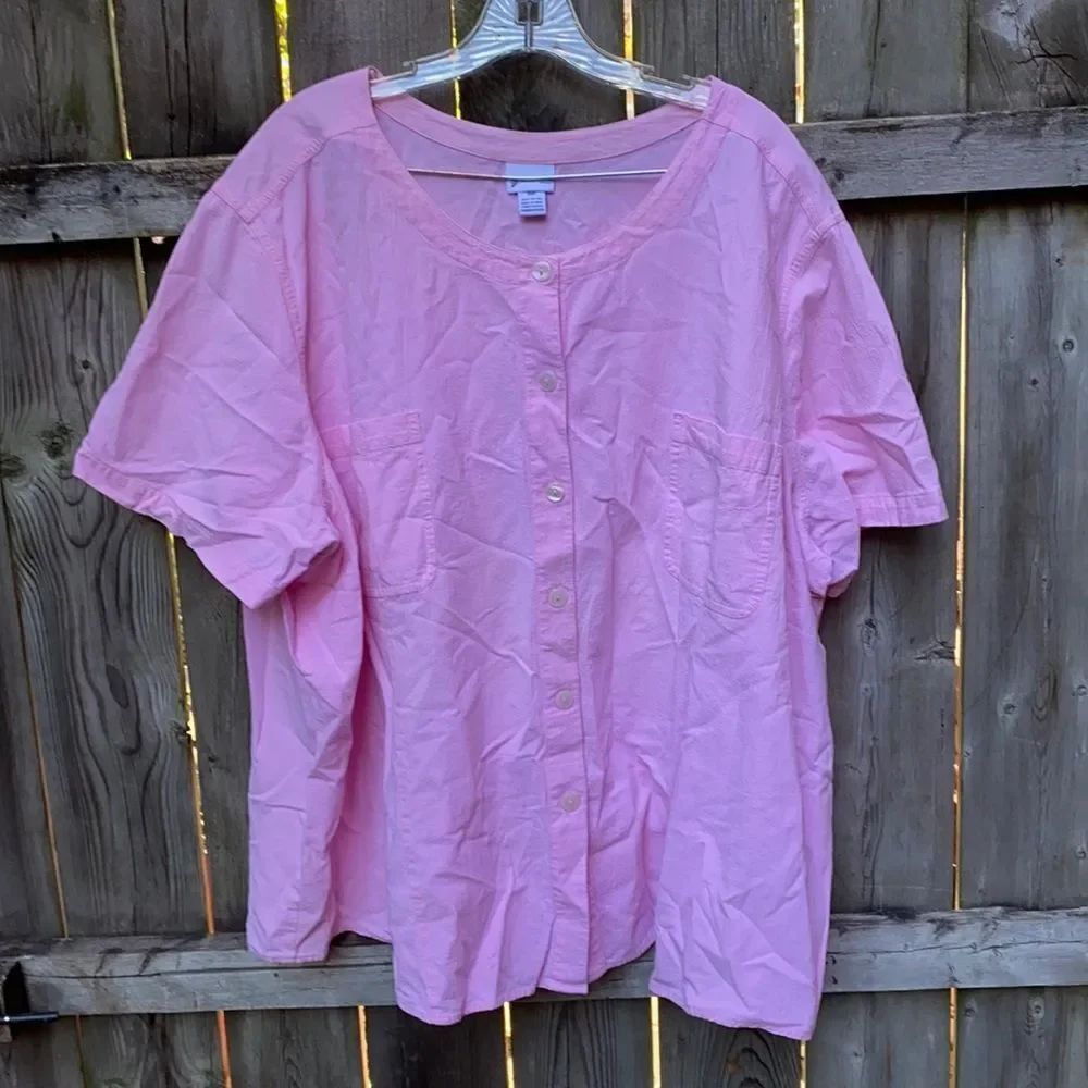 Venezia Woman Pink Button Down Top sz. 3X petite